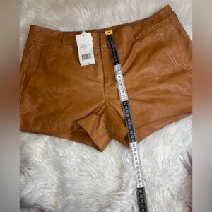 Vince High Waist Brown Leather Shorts